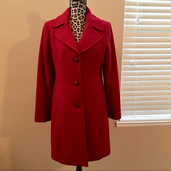 anne klein red peacoat